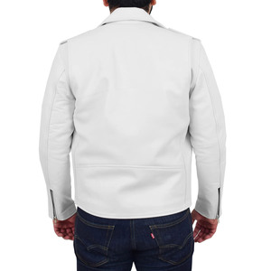 Blouson Bomber en Cuir Blanc Grande Taille Personnalisé OEM pour Motard, Nouvelle Collection Hiver 2026, Haute Qualité, Style Zippé - Product Image 6