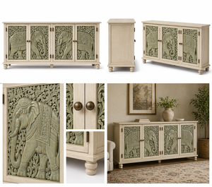 Best Quality Extra <b>Large</b> Elephant Motif Wood Sideboard Cabinet for Living Room Bedroom and Office Furniture at Good Price - Product Image 2