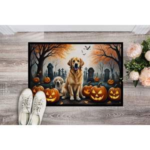 Felpudo Golden Retriever Spooky Halloween antideslizante lavable de pila baja alfombra de entrada interior/exterior 24H X 36W Felpudo de puerta delantera - Product Image 2