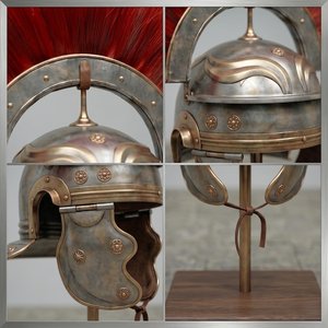 Casco Estilo Romano con Pluma Roja, Armadura de Bronce Bañada en Oro, Coleccionable, Arte 3D, Impresión Digital, Esmalte Suave - Product Image 2