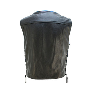 Veste en cuir pour motards à multiples poches pour hommes, veste sans manches pour la conduite à moto, cuir véritable, fabrication sur mesure, vente en gros - Product Image 3