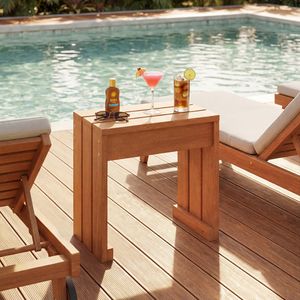 Panca da Giardino Singola in Legno Massello Senza Schienale per Esterni 1 Pezzo - Product Image 3