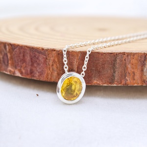 Collier tendance géométrique pour femme avec saphir jaune naturel taille ovale certifié IGI en argent sterling 925 pour anniversaire et fête - Product Image 6