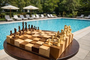 Jeu d'échecs en bois artisanal moderne avec boîte à échecs, design de luxe personnalisable, jeu d'échecs en bois moderne avec boîte - Product Image 5