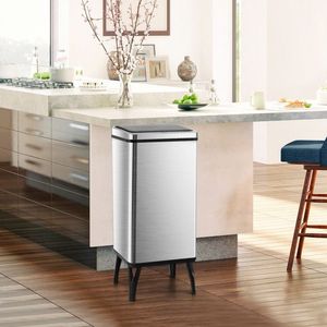 Cestino per Rifiuti in Acciaio Inossidabile da 13,2 Galloni con Coperchio a Chiusura Automatica e Griglia di Drenaggio - Product Image 2