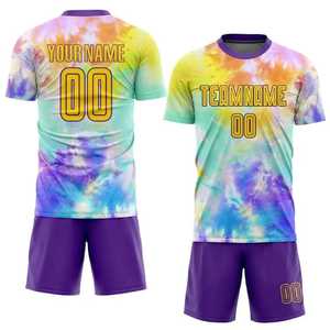 Conjunto de Camiseta de Fútbol Personalizada con Tie Dye, Unisex, Manga Corta, Cuello Redondo, Secado Rápido, Poliéster, para Adultos, Todas las Temporadas, Ropa de Equipo - Product Image 1