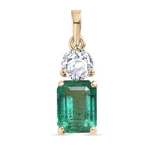 Pendentif papillon en or 14 carats avec émeraude et diamant - Product Image 2