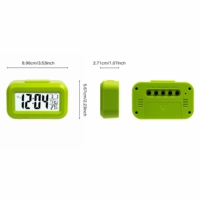 Mini réveil numérique moderne avec rétroéclairage, fonction snooze, affichage silencieux, calendrier, température, horloge de bureau LCD (fonctionne sur piles)