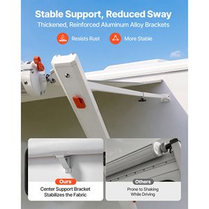 Kit Tenda da Sole Retrattile per Camper 17.12Ft, Telaio in Alluminio, Tessuto PVC Impermeabile per Campeggio all'Aperto - Product Image 5