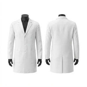 Conjuntos de Uniformes Médicos Blancos de Sarga de Algodón y Poliéster de Primera Calidad, 220 GSM, Manga Larga, 3 Bolsillos, Logotipo Bordado Personalizado, Unisex, para Uso Hospitalario - Product Image 1