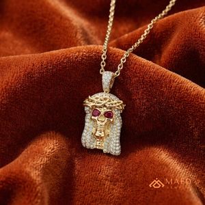 Collier pendentif Hip Hop Moissanite Tête de Jésus entièrement sertie de pierres, couleur or, breloque personnalisée unisexe, cadeau de fête - Product Image 2
