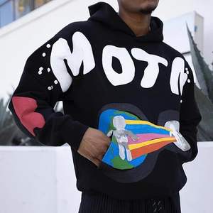 Sudadera con Capucha Superior International Unisex Vintage <span class=keywords><strong>CPFM</strong></span>, Estampado de Grafiti, Estilo Hip Hop, Algodón, Talla Grande, Color Negro, ODM - Product Image 2