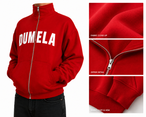 เสื้อผ้าฝ้ายแท้ 100% หนานุ่ม ทรงโอเวอร์ไซส์ สีพื้น สไตล์ลำลองสำหรับฤดูหนาว เหมาะกับสตรีทแวร์ เป็นมิตรต่อสิ่งแวดล้อม แบบยูนิเซ็กซ์ ไหล่ตกต่ำ ซิปหน้า - Product Image 6