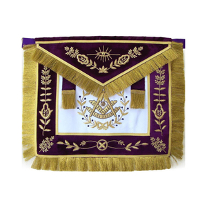 Delantal Masónico de Terciopelo Morado para Maestro Masón, con Flecos Dorados, para Ceremonias, OEM ODM - Product Image 1