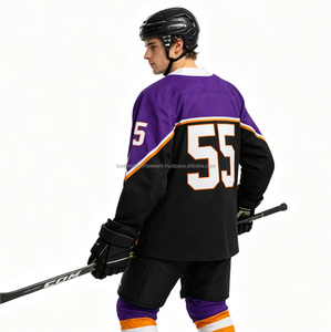 Maillot de hockey sur glace personnalisé FONILBEST, sublimé, violet, col en V, respirant, polyester, uniforme d'équipe pour hommes - Product Image 2