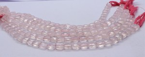 Perles de quartz rose naturel facettées en forme de chiclet, taille 7x8-8x8 MM, perles de pierres précieuses en quartz rose en forme de chiclet, 8 pouces - Product Image 2