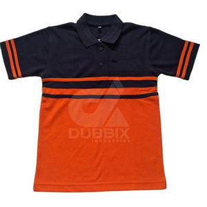 เสื้อเชิ้ตผู้ชายคุณภาพสูงแบบสั่งทำพิเศษสำหรับฤดูร้อน รุ่นใหม่ล่าสุด แขนสั้น ทรงเข้ารูป ระบายอากาศได้ดี ผ้าถัก 100% ผ้าฝ้าย สีส้มลายแนวนอน - Product Image 1