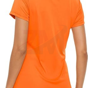T-shirt décontracté d'été à manches courtes pour femme, en jersey de coton imprimé sur mesure avec technique de teinture unie, col ras du cou, t-shirt vierge - Product Image 3