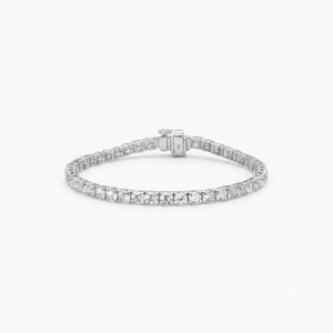 Bracelet tennis élégant en diamant de laboratoire taille ronde, couleur DEF, clarté VS VVS, bijoux fins de luxe délicats en or massif 10K 14K 18K - Product Image 1