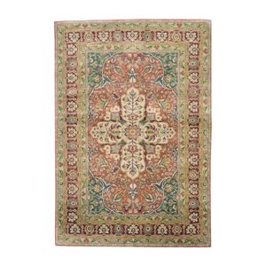 Alfombra de Seda y Lana Anudada a Mano, Tapiz de Lujo con Motivo de Medallón Tradicional para Interiores - Product Image 2