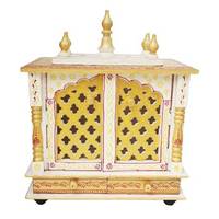 Autel mural en bois Art Déco Mandir hindou avec 2 tiroirs, décor religieux indien peint à la main, idéal pour un cadeau de Diwali