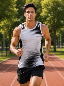 Débardeur de sport côtelé 100 % coton, coupe ajustée, élastique, pour hommes, grandes tailles, séchage rapide, couleur dégradée, pour entraînement musculaire – Vente en gros - Product Image 3