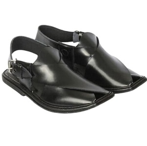 Sandalias Peshawari de Cuero Negro Estilo Cocodrilo, Calzado Tribal Afgano Balochi Punjabi Jutti Kheri, Transpirables con Correas Ajustables - Product Image 2