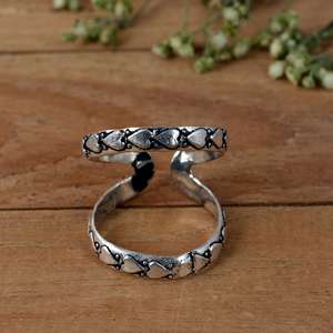 SHYAM JEWELRS Handmade Vintage Heart-Patterned Luxury Finger Splint <b>Ring</b>-<b>Adjustable</b> 925 Silver Orthopedic Joint Support for EDS - Product Image 1