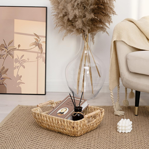 Cesta de Almacenamiento Grande de Jacinto de Agua con Asas de Madera, Cestas Tejidas a Mano, Decoración para Dormitorio y Sala de Estar de Vietnam - Product Image 5