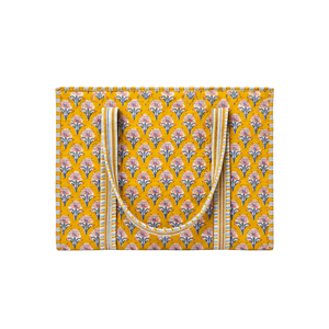 Bolso Tote de Algodón con Diseño Floral Amarillo, Bolso de Hombro Acolchado Hecho a Mano, Bolso de Viaje y Compras para Mujer - Product Image 1