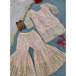 ชุดปาร์ตี้สุดหรูของผู้หญิงจากนักออกแบบชุดชั้นนำและชุด Sharara พร้อม dupatta แฟนซีสำหรับโอกาสพิเศษ - Product Image 6