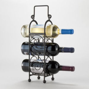 Elegante Estante para 3 Botellas de Vino de Hierro Negro, Soporte Metálico de Estilo Moderno para Mostrador, Exhibidor de Vino para Hogar, Cocina o Bar, Excelente Precio - Product Image 1