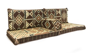 Oriental Floor Seating Floor <b>Cushion</b> Set Kilim/Rug Pattern Brown With 22 Density Foam <b>Fillings</b> - Product Image 2