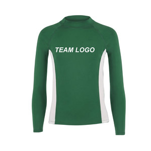 Green Long Sleeve Rash Guard <b>White</b> Side Panels Front Team Logo Print Unisex Adult Swim <b>Top</b> Breathable Quick Dry Anti-Uv - Product Image 1