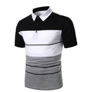 Polo de Punto a Rayas para Hombre, Manga Corta, Diseño Casual con Bloques de Color, Azul Marino, Blanco y Detalles Rojos - Product Image 6