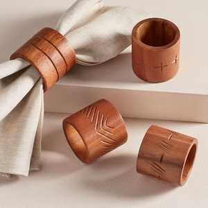 Anneaux de serviette en bois H a CRAFT, design indien, durables, ronds, largeur personnalisable, modèle HAC-726, provenant de l'Uttar Pradesh - Product Image 1