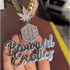 CONCEPTION Nuevo Collar con Letras 3D Chapadas en Oro, Plata 925, Moissanita Brillante, Certificado GRA, Joyería Hip Hop para Hombre - Product Image 1