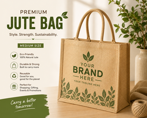 Bolsa de Compras de Yute Natural con Impresión Personalizada, Bolsa Ecológica Reutilizable, Bolsa de Regalo Promocional de Tamaño Mediano, Venta al Por Mayor - Product Image 1