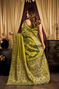 LAMOUNT Sari traditionnel en soie pour femme, tissage Zari, design de créateur, pour mariage, fête, cérémonie, indien, longueur ras du sol, livraison rapide - Product Image 3