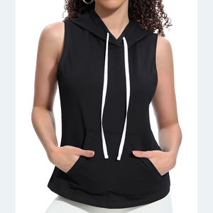 Camiseta sin Mangas con Capucha para Mujer, Impresión de Logotipo Personalizada, el Mejor Diseño, 100% Algodón, Ligera, Precio Económico, Múltiples Colores - Product Image 1