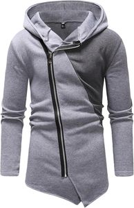 Custom Logo Mens Long Sleeve <b>Gothic</b> Asymmetric Side Zip Hoodie Longline Lace Up Robe Sweatshirt <b>Jacket</b> Manufacturer Low MOQ - Product Image 5