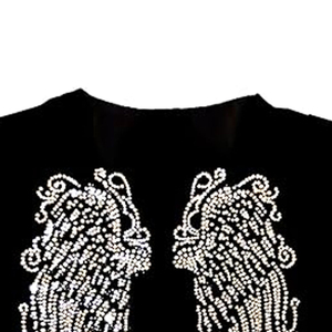 เสื้อยืดแขนสั้นผู้หญิงผ้าแคนวาสผสมโพลีเอสเตอร์/คอตตอน ระบายอากาศได้ดี ตกแต่งด้วยคริสตัล  คุณภาพสูง ขายส่ง ปรับแต่งได้ - Product Image 2