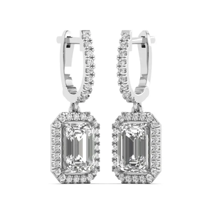 Manufacturing IGI Certified Emerald Lab Grown Diamond Drop <b>Hoop</b> <b>Earrings</b> 925 Sterling <b>Silver</b> 14K 18K <b>Solid</b> Gold Fine Jewelry - Product Image 2