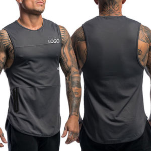 <b>Men's</b> Camouflage Knitted O-Neck Tank Top With Zipper Pocket Sporty Fitness <b>Singlet</b> Quick Dry Polyester Sleeveless <b>Singlets</b> - Product Image 4
