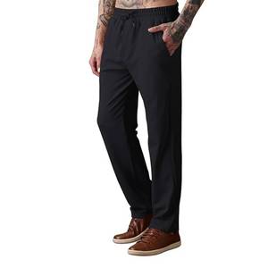 Men's Navy Blue Cotton Sweatpants Elastic Waist Drawstring Casual <b>Pants</b> With Side Pockets Midweight Knitted Autumn Wear - Product Image 2