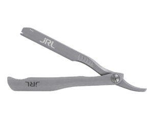 Navaja de Afeitar Profesional JRL Precision Styling, Color Gris, Acero Inoxidable, con Soporte Magnético para Cuchillas y Logotipo Personalizado - Product Image 1