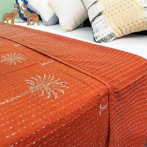 Couvre-lit en coton imprimé à la main élégant, motif palmier, Kantha, pour toutes les saisons, pour un usage domestique - Product Image 6