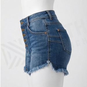 Womens High <b>Waisted</b> Customized Color Denim Shorts Y2K Print Vintage Casual Pocket Summer New <b>Elastic</b> <b>Jeans</b> Premium Fit - Product Image 3