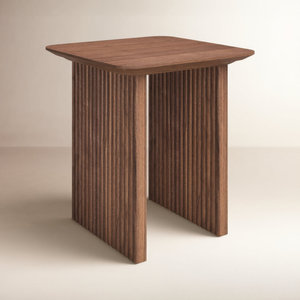 <span class=keywords><strong>Benson</strong></span> 20 Zoll Walnuss-Beistelltisch Massivholz Minimalistischer Gebogener Quadratischer Tisch Nachttisch Wohnzimmermöbel - Product Image 5