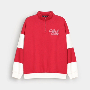 Sweat-shirt à col montant pour homme, rouge, avec logo brodé, coupe ample, style décontracté, tissu en molleton français - Product Image 1